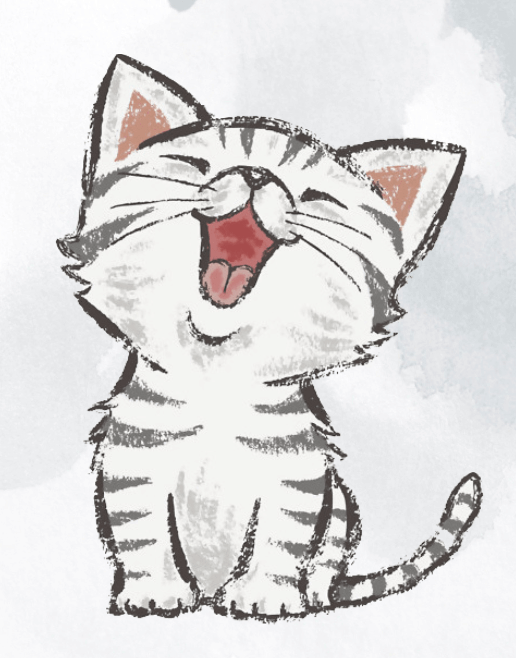 White Grey Pink Cute Kitten Cat image